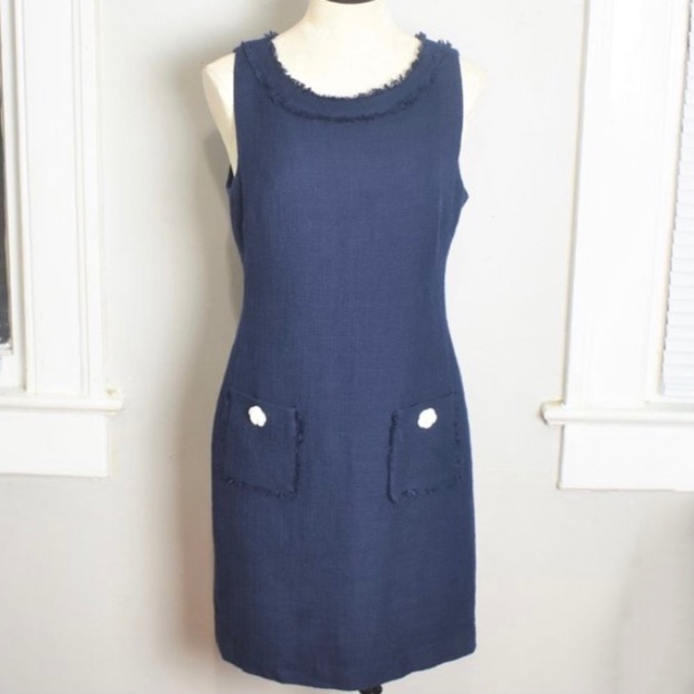 Karl Lagerfeld Paris Scoop Neck Tweed Shift Dress